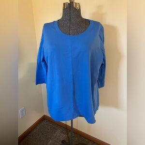 Denim and company 3X top blue 3/4 sleeves NWOT
